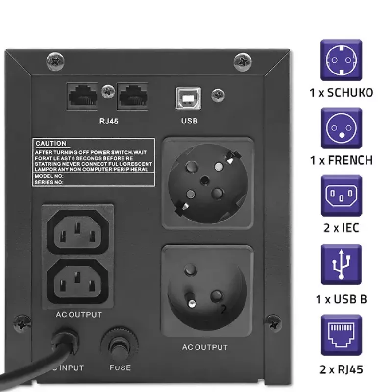 Zasilacz awaryjny UPS Qoltec 53771 2 kVA 1200 W 2 gniazda AC