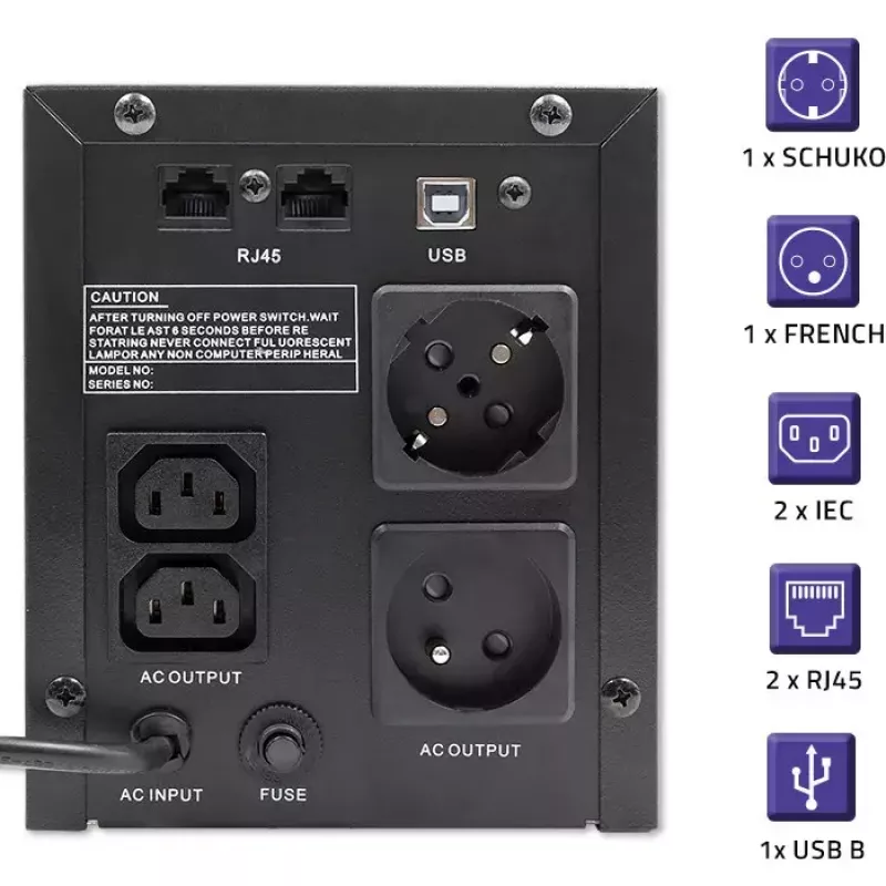Qoltec 53777 UPS Line-Interactive 2 kVA 1200 W 4 gniazda AC