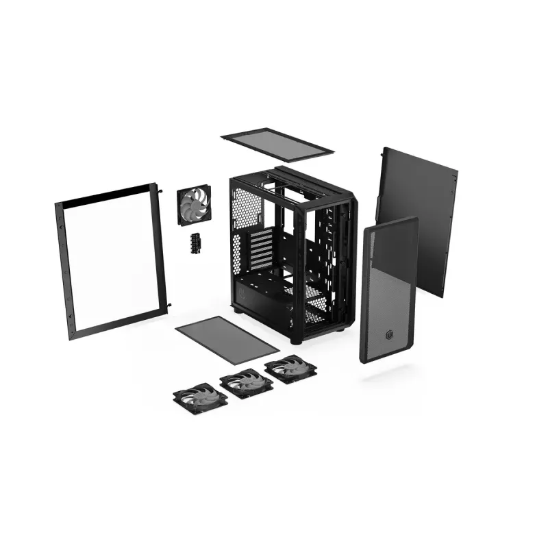 Obudowa PC ENDORFY Arx 500 ARGB ATX Czarna — hartowane szkło, ARGB, ATX, max GPU 350 mm, wysokość chłodzenia CPU 179 mm, 7 slotów rozszerzeń