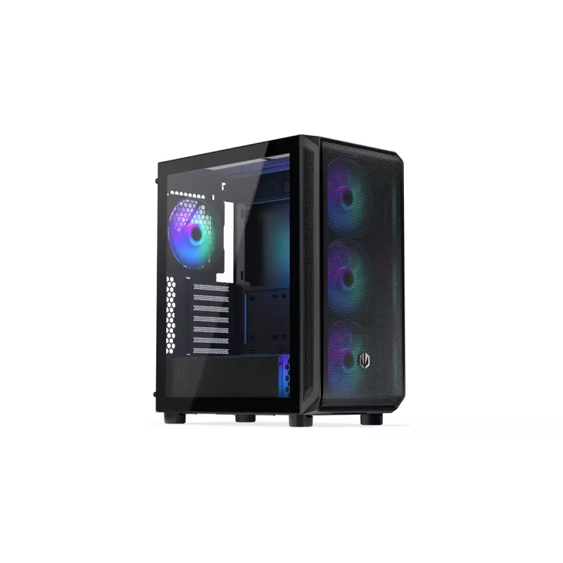 Obudowa PC ENDORFY Arx 500 ARGB ATX Czarna — hartowane szkło, ARGB, ATX, max GPU 350 mm, wysokość chłodzenia CPU 179 mm, 7 slotów rozszerzeń
