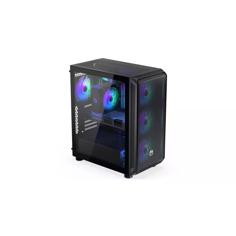 Obudowa PC ENDORFY Arx 500 ARGB ATX Czarna — hartowane szkło, ARGB, ATX, max GPU 350 mm, wysokość chłodzenia CPU 179 mm, 7 slotów rozszerzeń