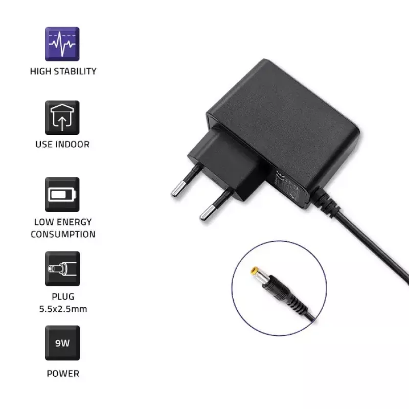 Zasilacz Qoltec 52403 wewnętrzny 9 W czarny 220–240V