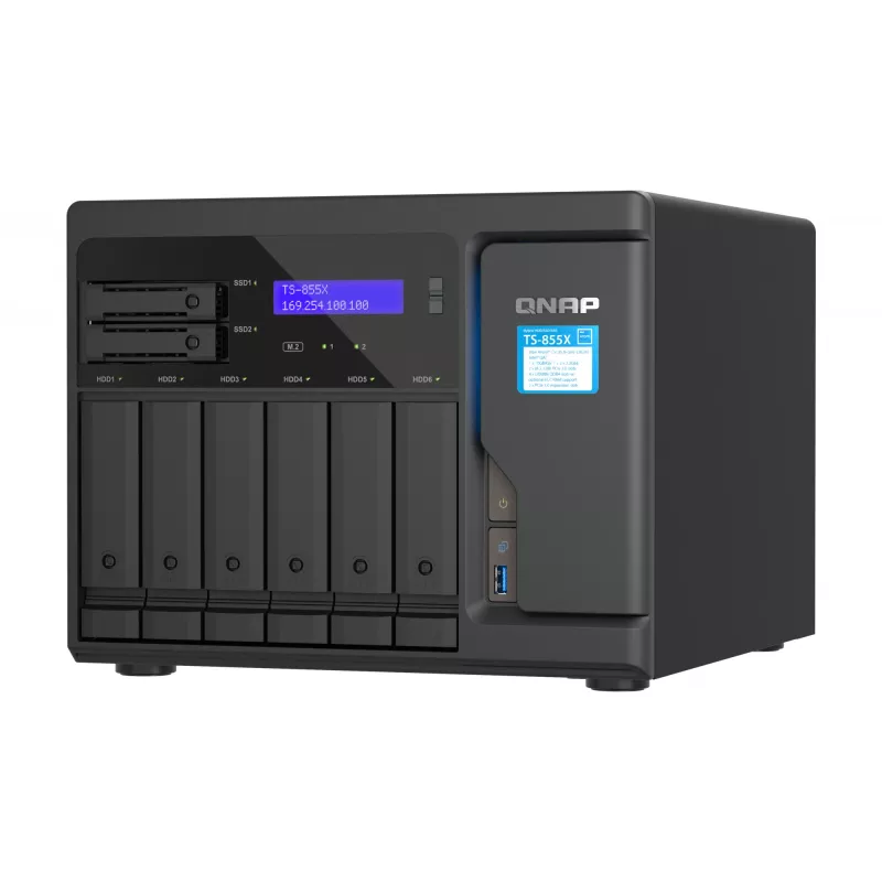 QNAP TS-855X SAN Tower Intel Atom® C5125 8 GB DDR4 0 TB QNAP QTS Czarny