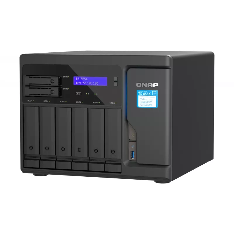 QNAP TS-855X SAN Tower Intel Atom® C5125 8 GB DDR4 0 TB QNAP QTS Czarny