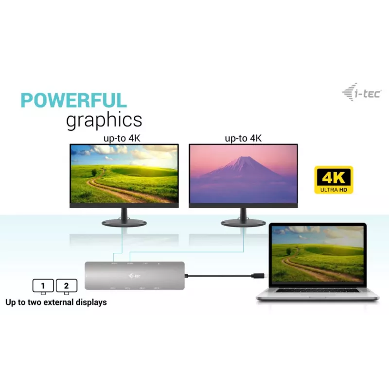 i-tec USB-C Metal Nano 2x Display Docking Station + Power Delivery 100 W