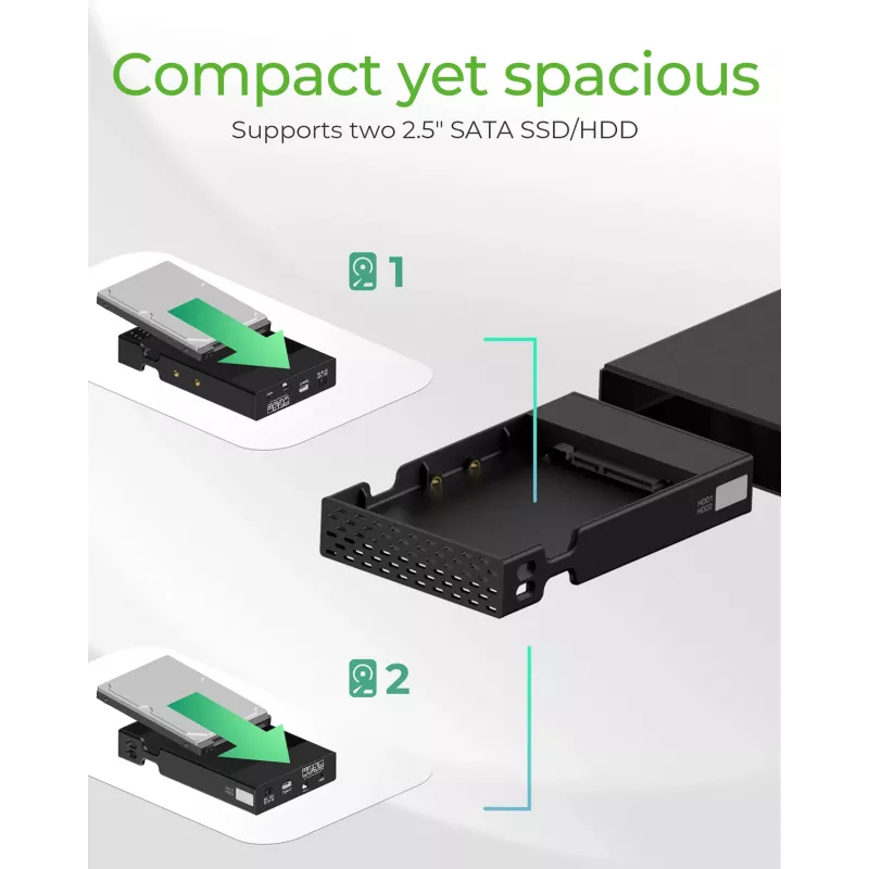 Obudowa RAID ICY BOX na 2x HDD/SSD z interfejsem USB 3.2 Gen 2 Type-C® / Type-A