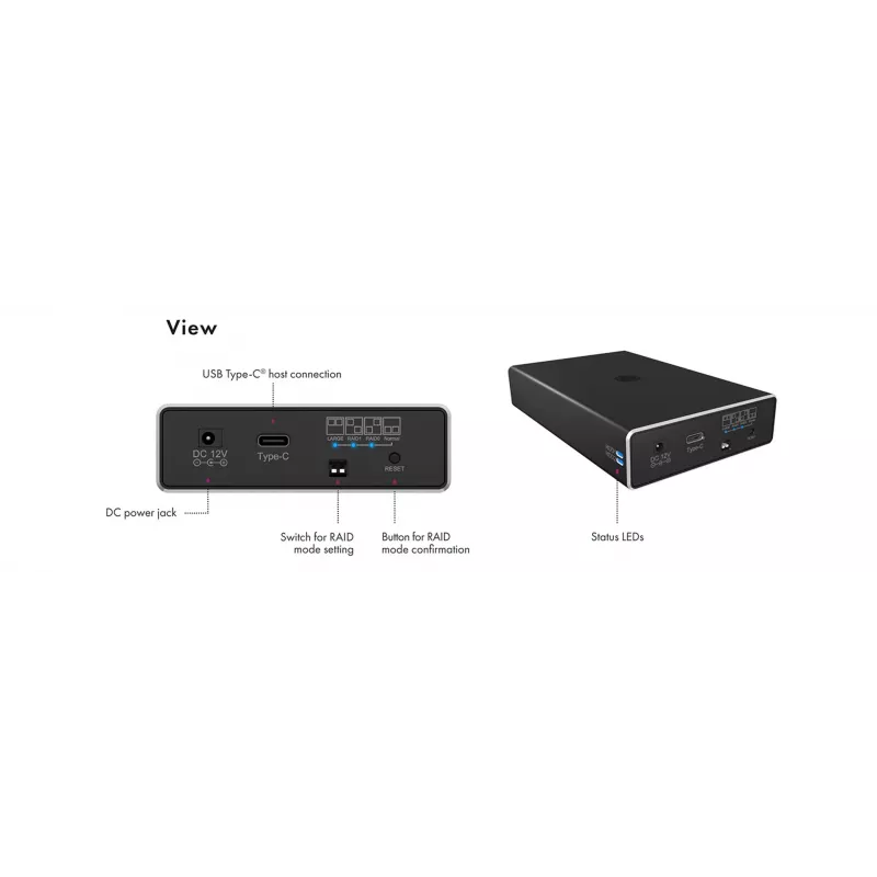 Obudowa RAID ICY BOX na 2x HDD/SSD z interfejsem USB 3.2 Gen 2 Type-C® / Type-A