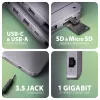 Axagon HMC-12GM2, koncentrator USB 10 Gb/s, 3x USB-A, USB-C, HDMI, DP, RJ-45, M.2, SD/mSD, audio, PD