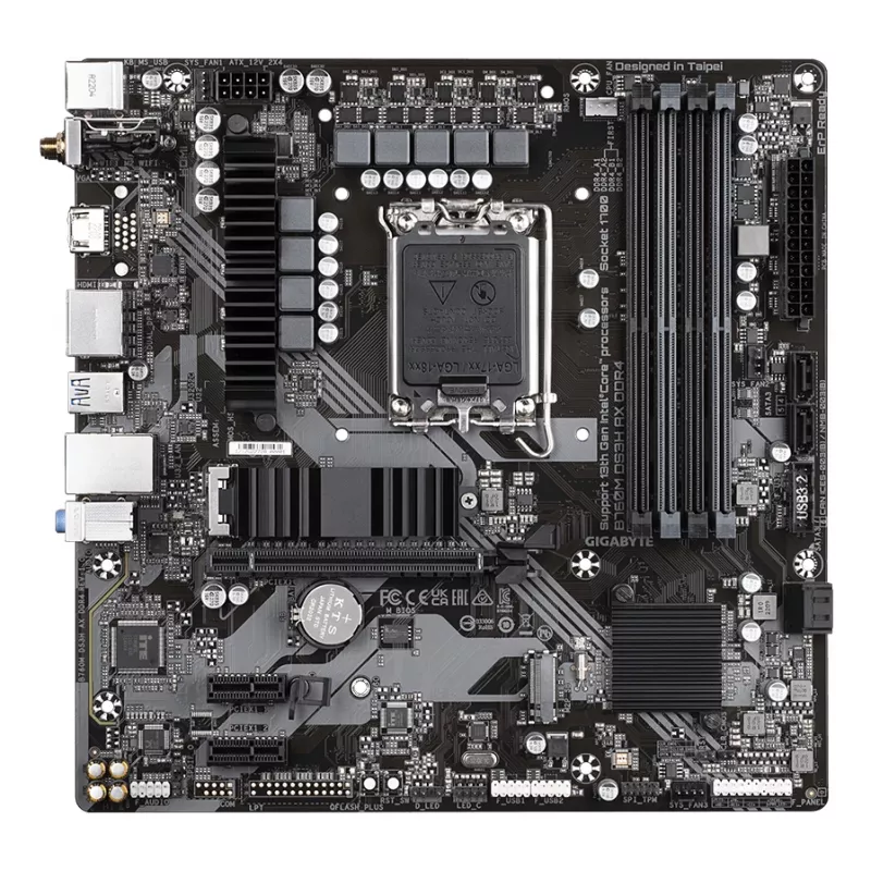 Płyta główna GIGABYTE B760M DS3H AX DDR4 - obsługuje procesory Intel Core 14. generacji, 6+2+1 faz cyfrowego VRM, do 5333MHz DDR4 (OC), 2xPCIe 4.0 M.2, Wi-Fi 6E, 2.5GbE LAN, USB 3.2 Gen2