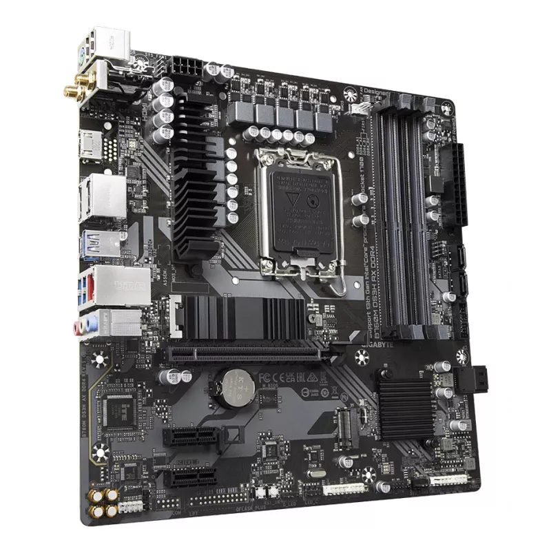 Płyta główna GIGABYTE B760M DS3H AX DDR4 - obsługuje procesory Intel Core 14. generacji, 6+2+1 faz cyfrowego VRM, do 5333MHz DDR4 (OC), 2xPCIe 4.0 M.2, Wi-Fi 6E, 2.5GbE LAN, USB 3.2 Gen2