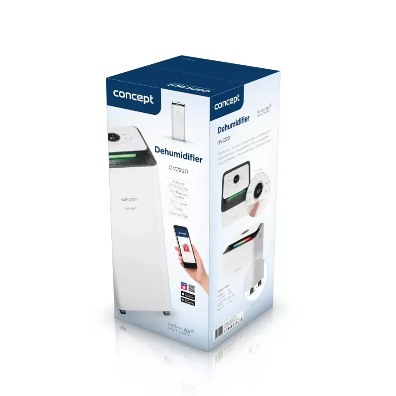 Osuszacz powietrza Concept Solution OV2220 — zbiornik 3,5 l, 2 prędkości, 320 W, 45 dB, biały