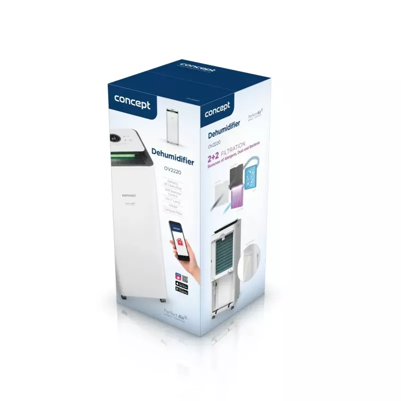 Osuszacz powietrza Concept Solution OV2220 — zbiornik 3,5 l, 2 prędkości, 320 W, 45 dB, biały