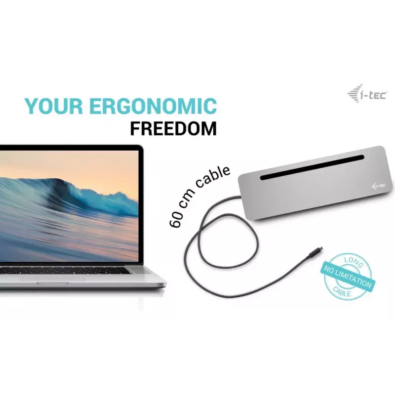 i-tec USB-C Metal Ergonomic 3x 4K Display Docking Station z Power Delivery 100 W + uniwersalna ładowarka 100 W