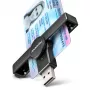 Axagon CRE-SMPA USB-A Smart / ID card PocketReader, USB 2.0, Czarny, 13 g