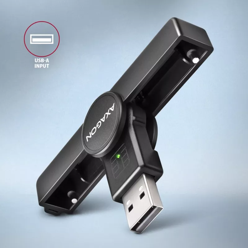 Axagon CRE-SMPA USB-A Smart / ID card PocketReader, USB 2.0, Czarny, 13 g