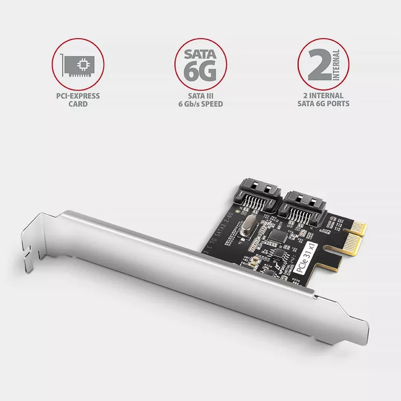 Wewnętrzny adapter SATA Axagon PCES-SJ2 PCIe 2 Gbit/s Czarny