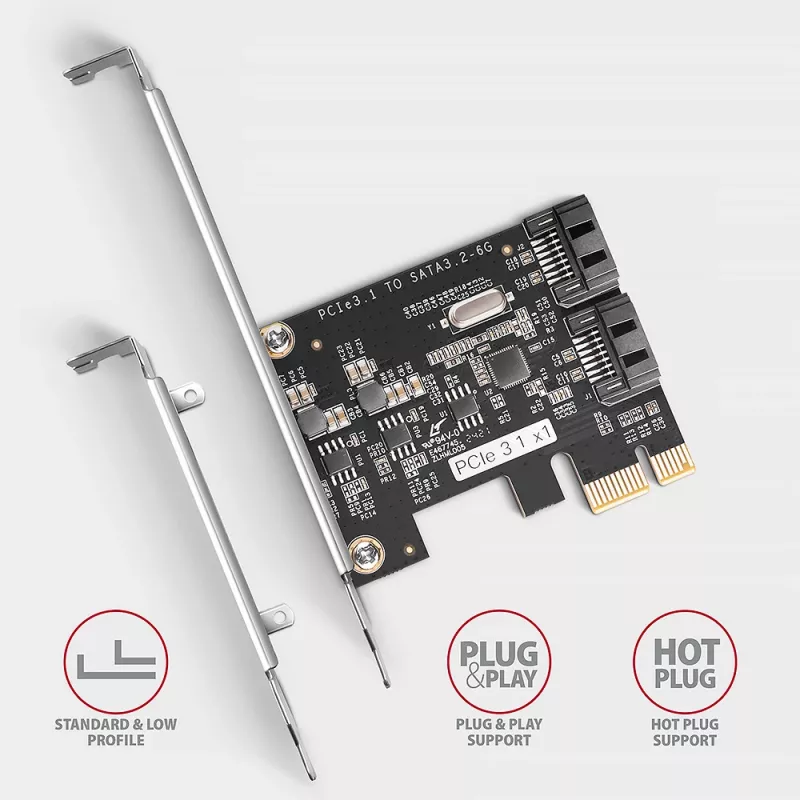 Wewnętrzny adapter SATA Axagon PCES-SJ2 PCIe 2 Gbit/s Czarny