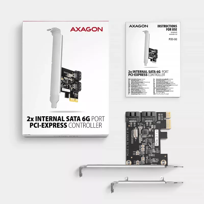Wewnętrzny adapter SATA Axagon PCES-SJ2 PCIe 2 Gbit/s Czarny