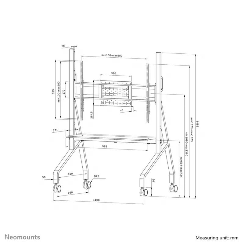 Neomounts FL50-525WH1 Wózek TV 55-86 cali - szybki montaż - TÜV
