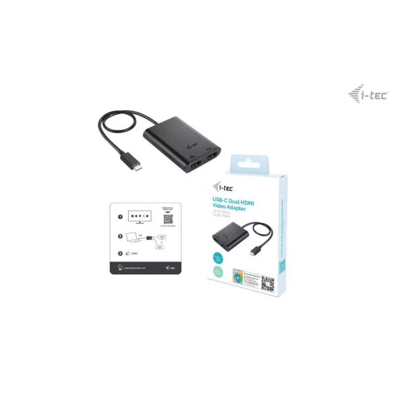 Adapter wideo i-tec USB-C Dual 4K/60Hz (pojedynczy 8K/30Hz) HDMI