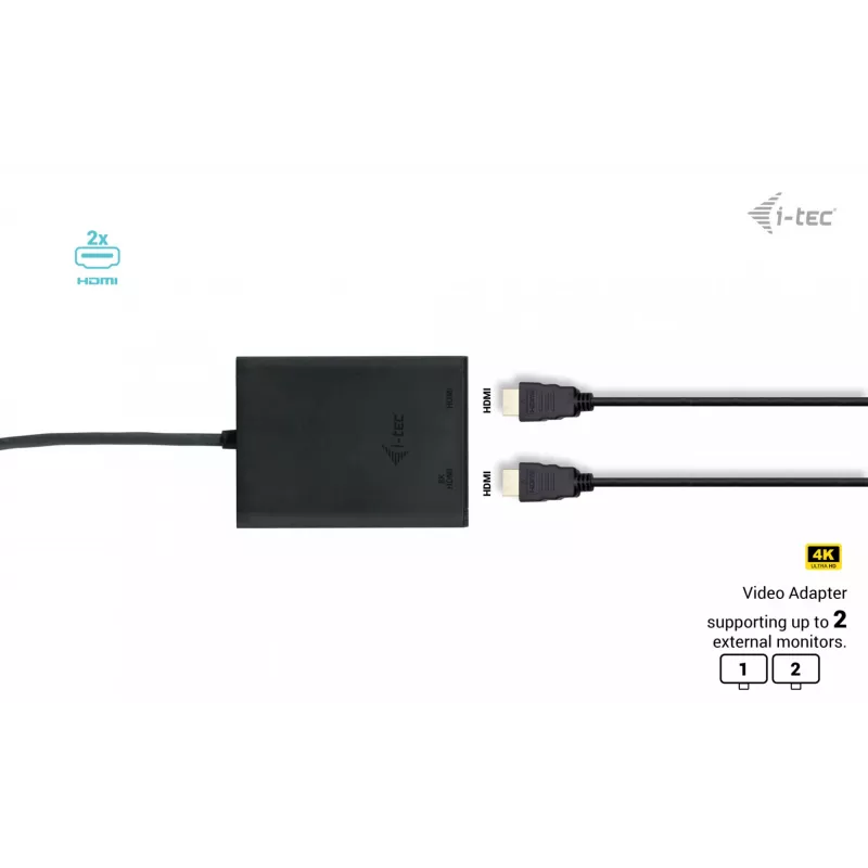 Adapter wideo i-tec USB-C Dual 4K/60Hz (pojedynczy 8K/30Hz) HDMI