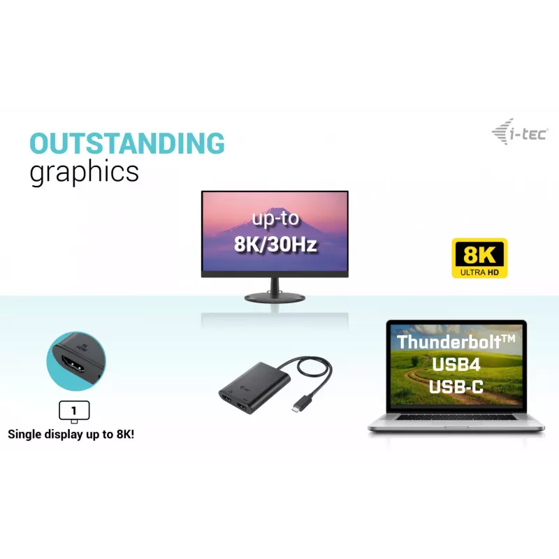 Adapter wideo i-tec USB-C Dual 4K/60Hz (pojedynczy 8K/30Hz) HDMI