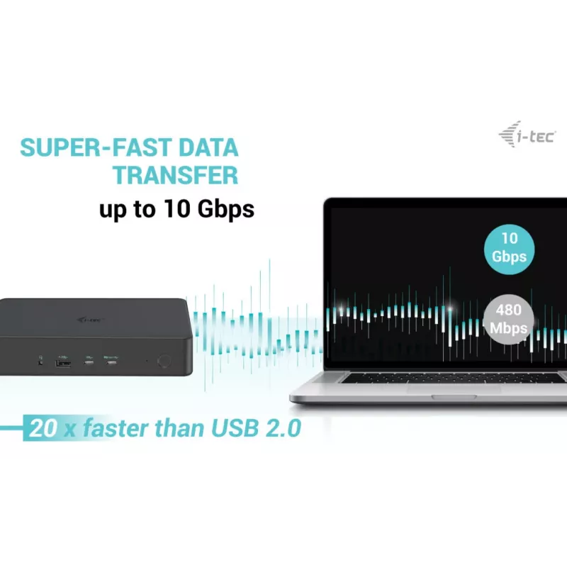 i-tec USB 3.0 / USB-C / Thunderbolt 3 Professional Dual 4K Display Docking Station Generation 2 + Power Delivery 100W
