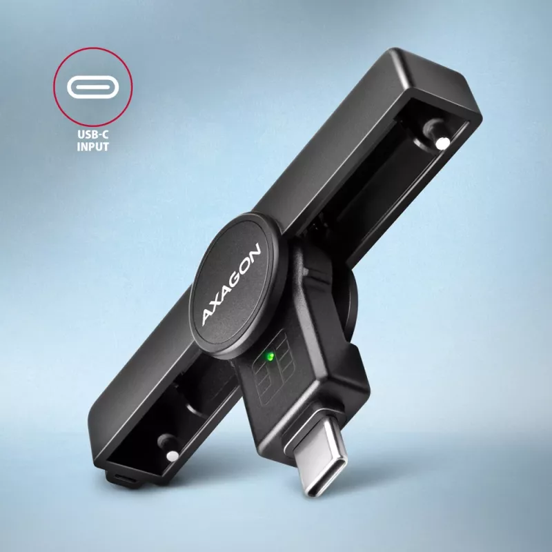 Axagon CRE-SMPC USB-C Smart card/ID card PocketReader smart card reader Indoor USB Type-C Czarny
