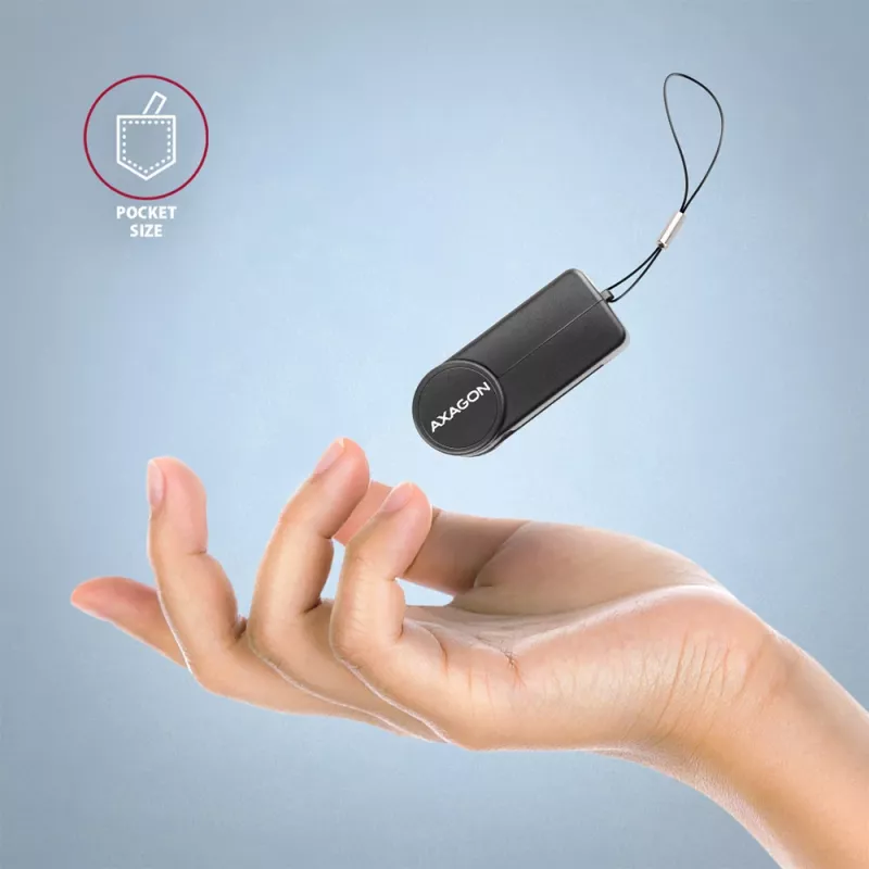 Axagon CRE-SMPC USB-C Smart card/ID card PocketReader smart card reader Indoor USB Type-C Czarny