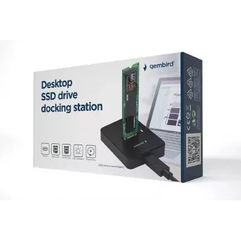 Gembird DD-U3M2 - SSD-Dockingstation - M.2 - M.2 Card (PCIe NVMe & SATA) - USB 3,2 (Gen 2) - Schwarz (DD-U3M2)
