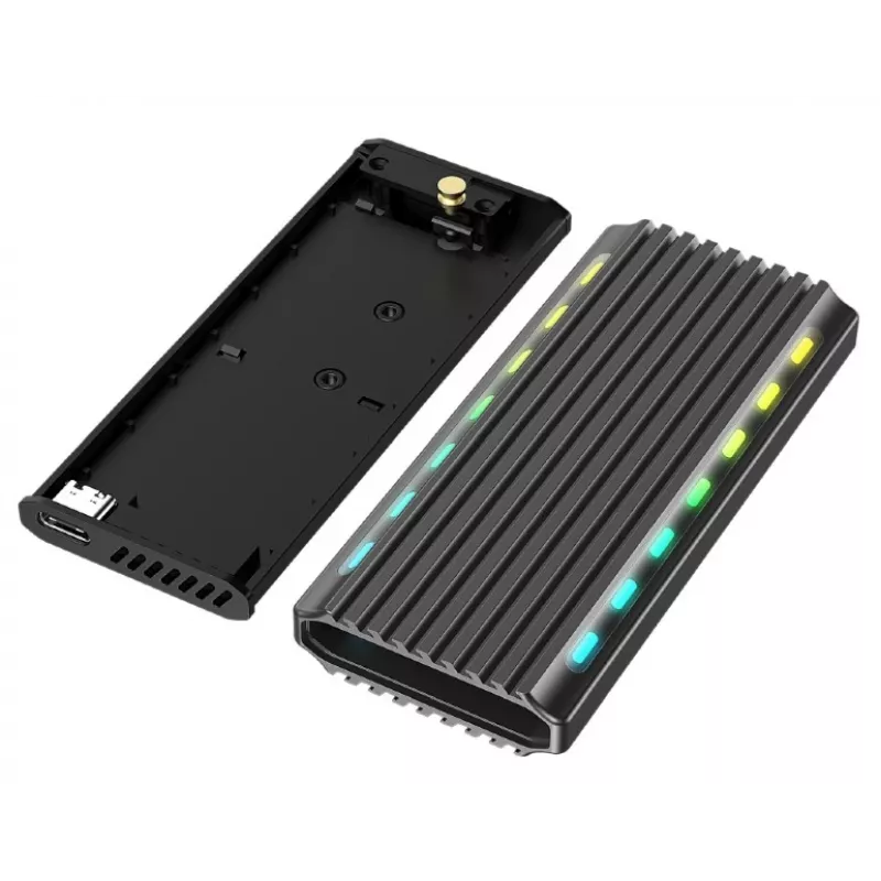 Obudowa SSD GEMBIRD EE2280-U3C-03 Czarna na jeden dysk M.2, USB 3.2 Gen 2 (10 Gbit/s), USB Type-C, aluminium