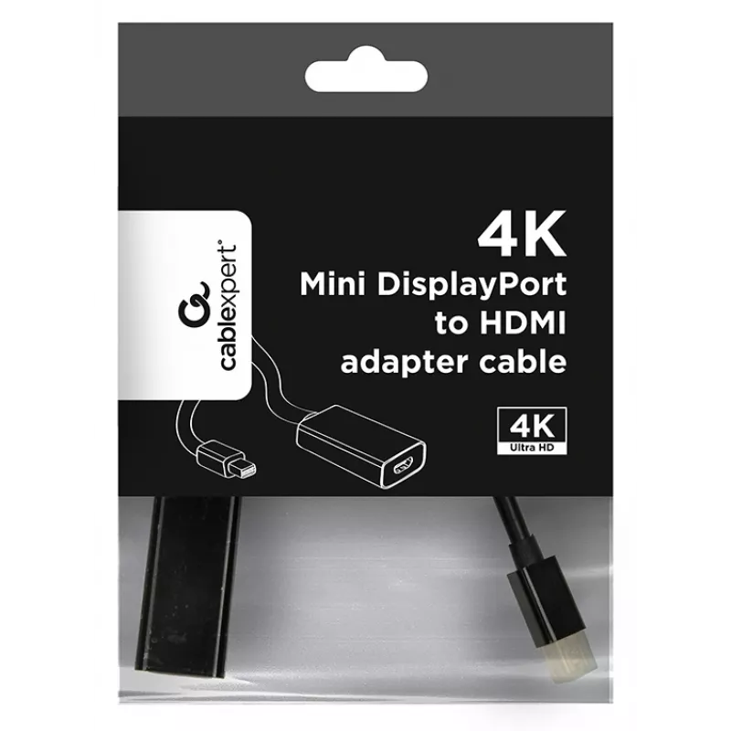 Kabel Mini DisplayPort – HDMI Gembird A-MDPM-HDMIF4K-01 0,15 m, 4K, czarny
