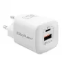 QOLTEC Charger 50763 — Indoor AC Fast Charger 35W, USB-C PD 3.0 + USB-A, 5–20V, biały