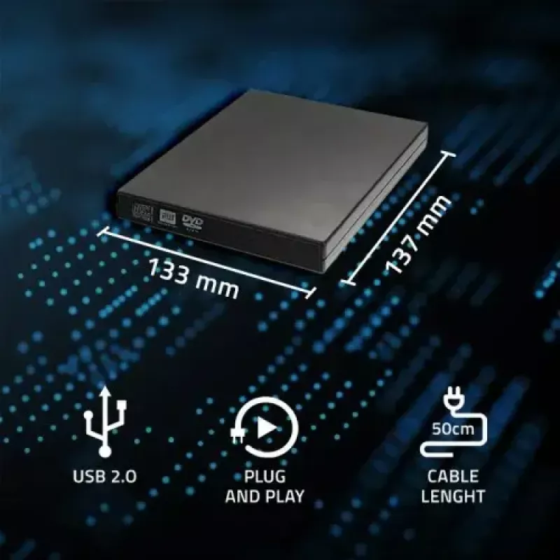 Zewnętrzny napęd optyczny DVD-RW Qoltec 51858, USB 2.0 i eSATA, ładowanie tackowe, czarny, 24x CD / 8x DVD