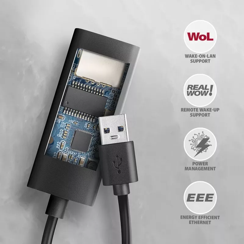 Axagon ADE-AR USB-A 3.2 Gen 1 - adapter Gigabit Ethernet, Realtek 8153