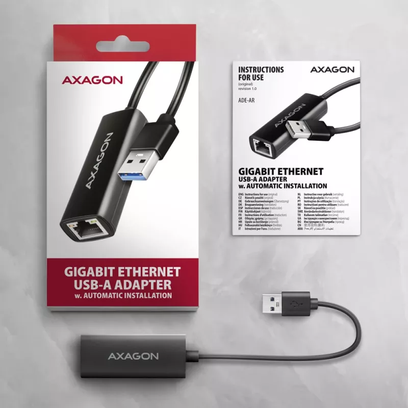 Axagon ADE-AR USB-A 3.2 Gen 1 - adapter Gigabit Ethernet, Realtek 8153