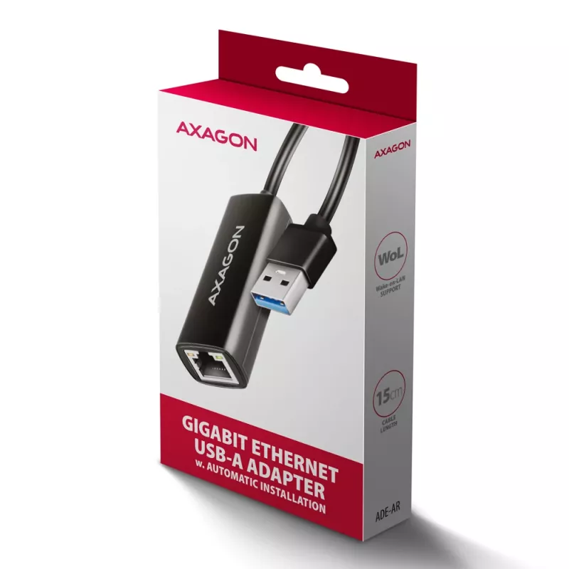 Axagon ADE-AR USB-A 3.2 Gen 1 - adapter Gigabit Ethernet, Realtek 8153