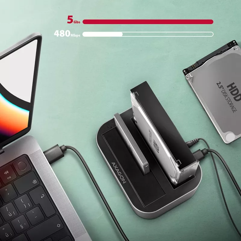 Axagon ADSA-DC SuperSpeed USB DUAL 2.5 cala/3.5 cala HDD/SSD DUAL dock