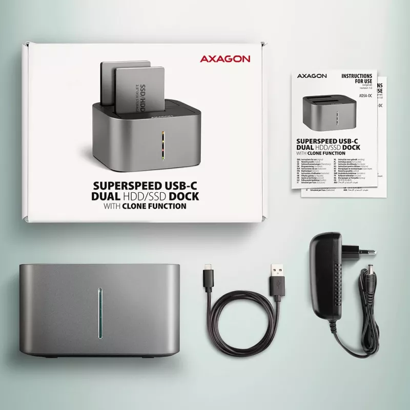 Axagon ADSA-DC SuperSpeed USB DUAL 2.5 cala/3.5 cala HDD/SSD DUAL dock