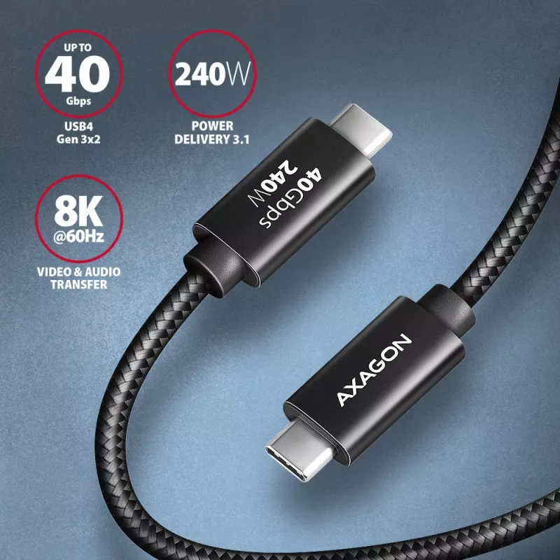 Kabel USB Axagon BUCM4X-CM10AB USB4 Gen 3x2 1m Czarny