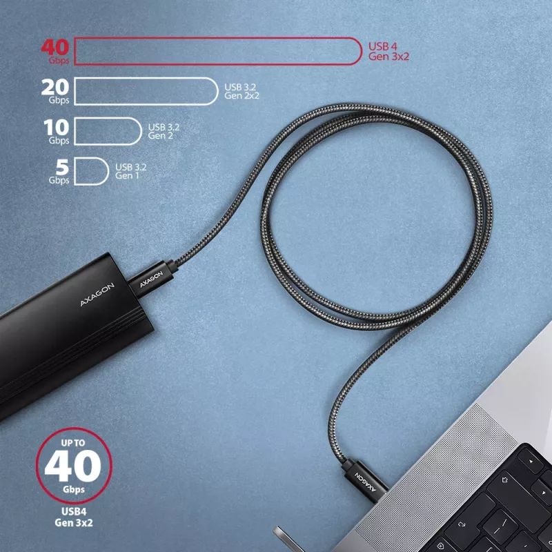 Kabel USB Axagon BUCM4X-CM10AB USB4 Gen 3x2 1m Czarny