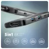Axagon HMC-5H8K koncentratore USB 5Gbps 2x USB-A USB-C HDMI 8k/30Hz PD 100W kabel USB-C Przewodowy USB 3.2 Gen 1 (3.1 Gen 1) Type-C Szary