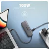 Axagon HMC-5H8K koncentratore USB 5Gbps 2x USB-A USB-C HDMI 8k/30Hz PD 100W kabel USB-C Przewodowy USB 3.2 Gen 1 (3.1 Gen 1) Type-C Szary