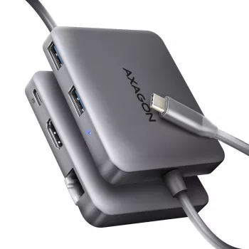 Axagon HMC-5HL hub USB 5 Gb/s, 2x USB-A, HDMI 4k/60 Hz, RJ-45, PD 100 W, kabel USB-C 20 cm