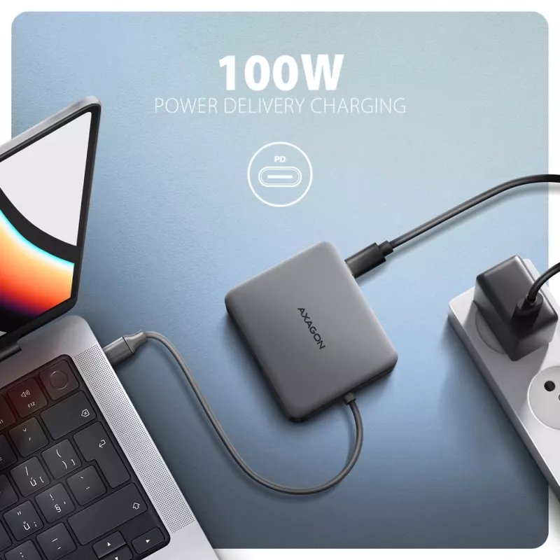 Axagon HMC-5HL hub USB 5 Gb/s, 2x USB-A, HDMI 4k/60 Hz, RJ-45, PD 100 W, kabel USB-C 20 cm
