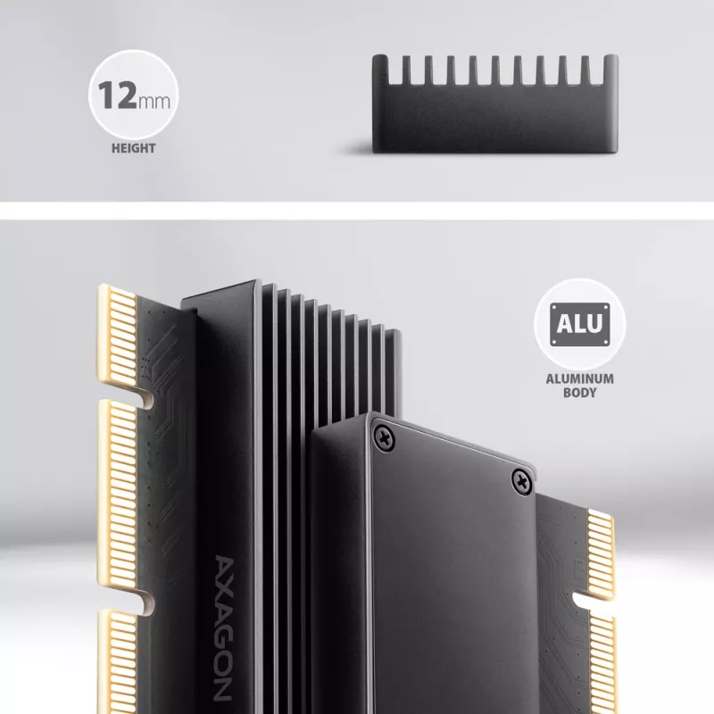 Axagon PCEM2-XS PCIe x16 - adapter M.2 NVMe M-key z pasywnym aluminiowym radiatorem