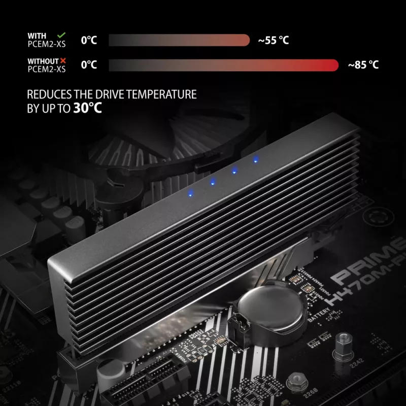 Axagon PCEM2-XS PCIe x16 - adapter M.2 NVMe M-key z pasywnym aluminiowym radiatorem