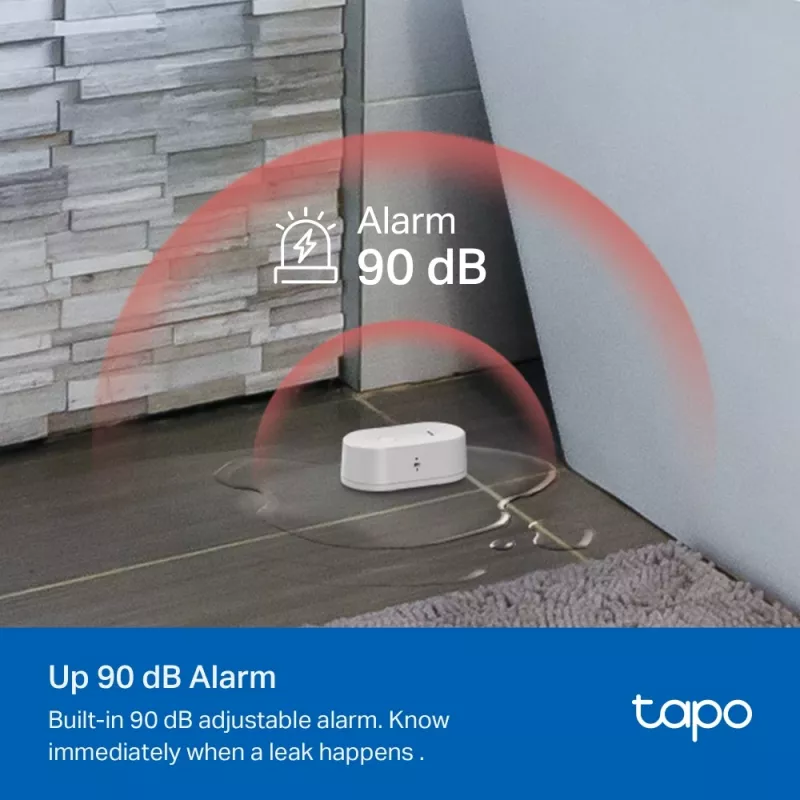 Water leak detector TP-Link Tapo T300 Wi‑Fi, adjustable alarm 90 dB, IP67, battery (2×AAA), requires Hub