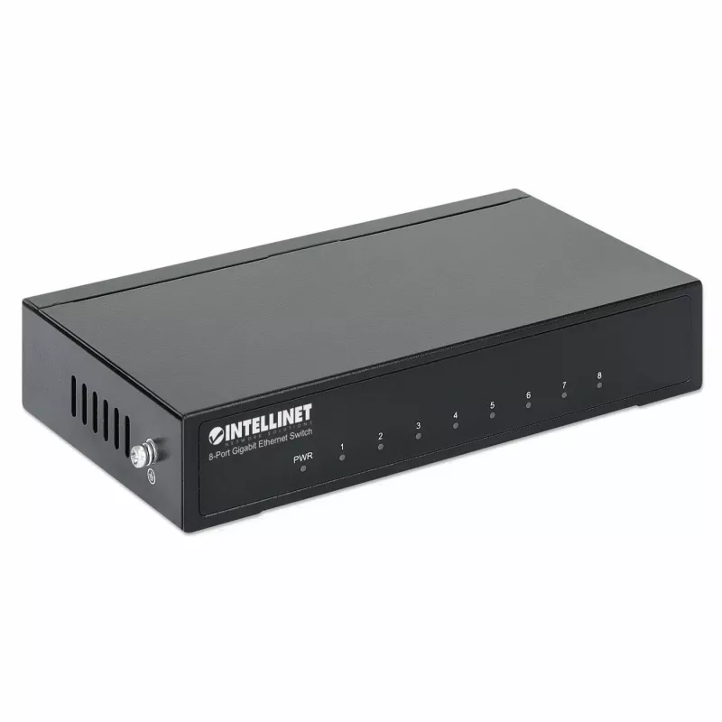 Przełącznik Intellinet 8-portowy Gigabit Ethernet, rozmiar biurkowy, obudowa metalowa, IEEE 802.3az (Energy Efficient Ethernet)