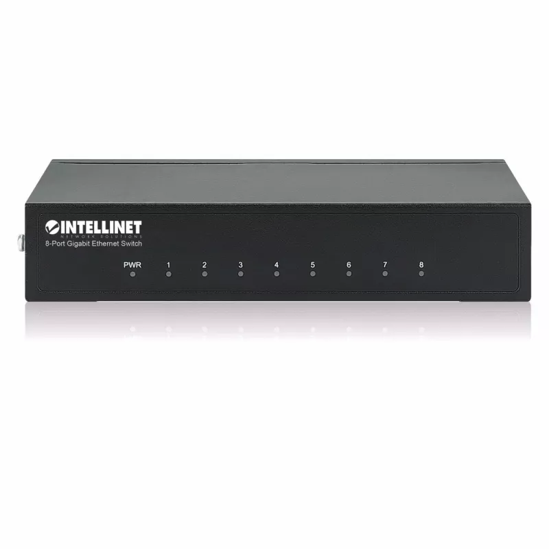 Przełącznik Intellinet 8-portowy Gigabit Ethernet, rozmiar biurkowy, obudowa metalowa, IEEE 802.3az (Energy Efficient Ethernet)
